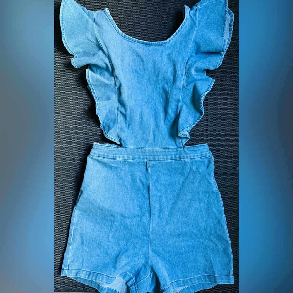 Fashion Nova Blue Ruffled Jumpsuit